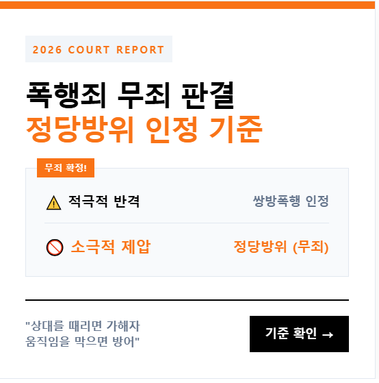 폭행죄 정당방위 인정 사례