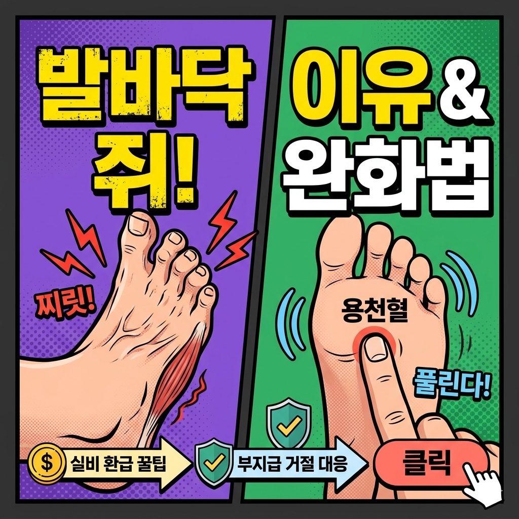 발바닥 쥐나는 이유 : 발가락이 꼬이는 고통을 멈추는 긴급 지압 위치