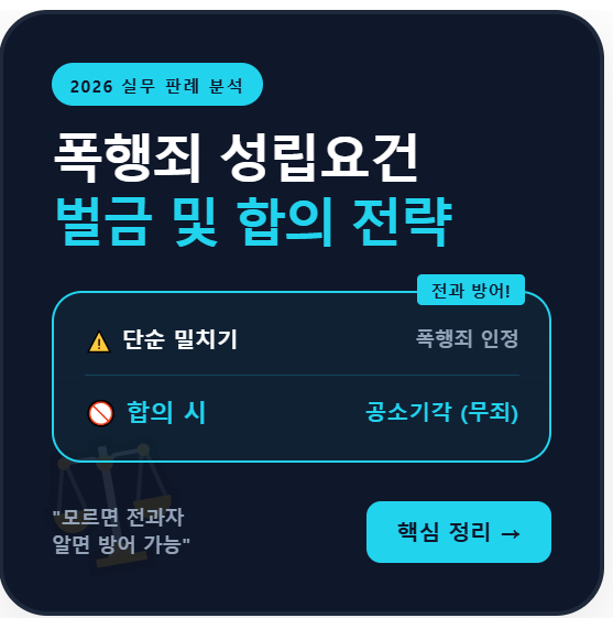 폭행죄 성립요건과 벌금형 처벌 기준을 2026년 최신 판례를 바탕으로 분석