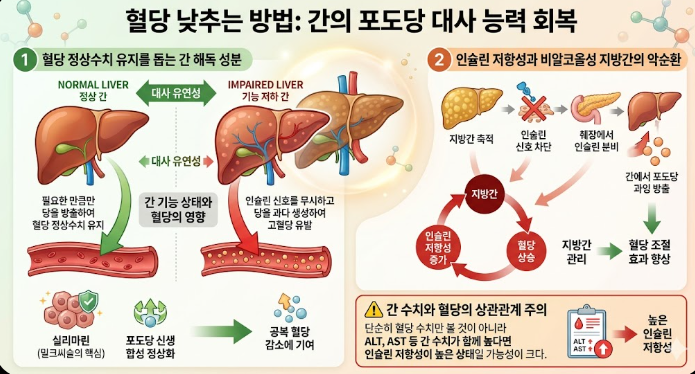혈당 낮추는 방법: 간의 포도당 대사 능력 회복
