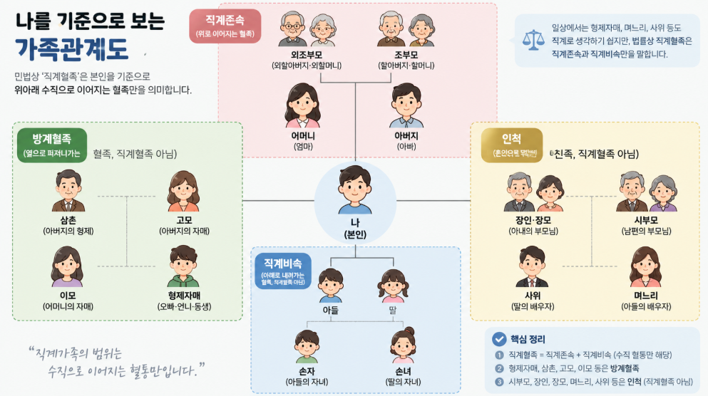 나를 기준으로 보는 가족관계도 참고 이미지