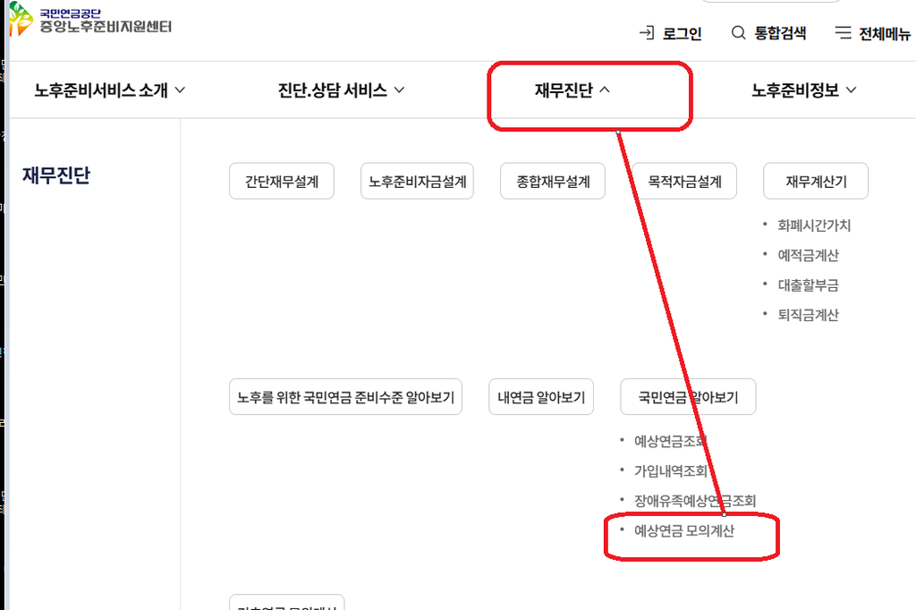 내 예상 연금액 조회화면